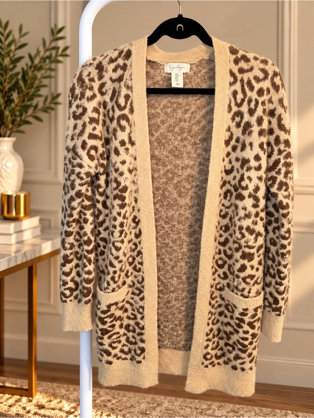 Leopard Print Cardigan Size Medium Like New